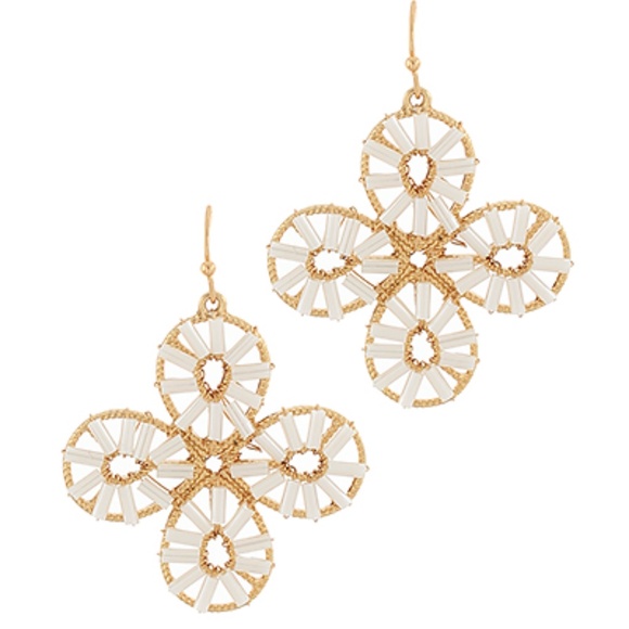 Seedbead Flower Drop Earrings - Picture 2 of 2